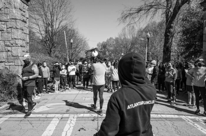 The Atlanta Run Club staged a three-mile solidarity run in the city's Piedmont Park on March 20.